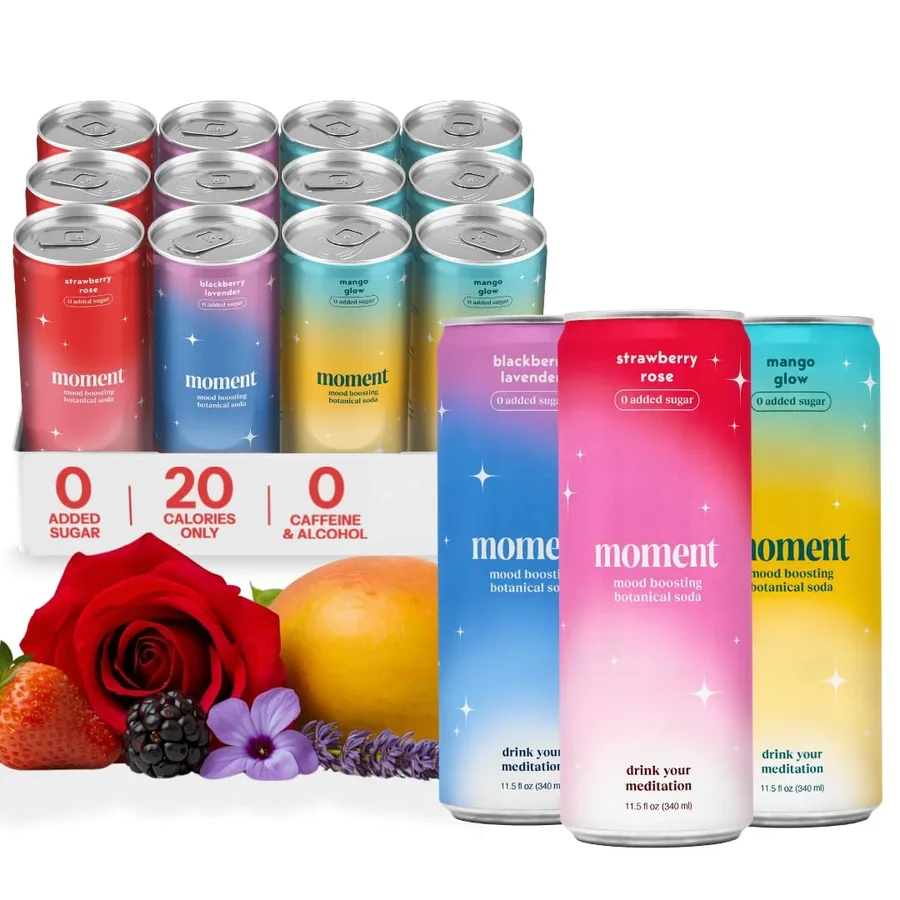 The Moment botanical soda lineup.